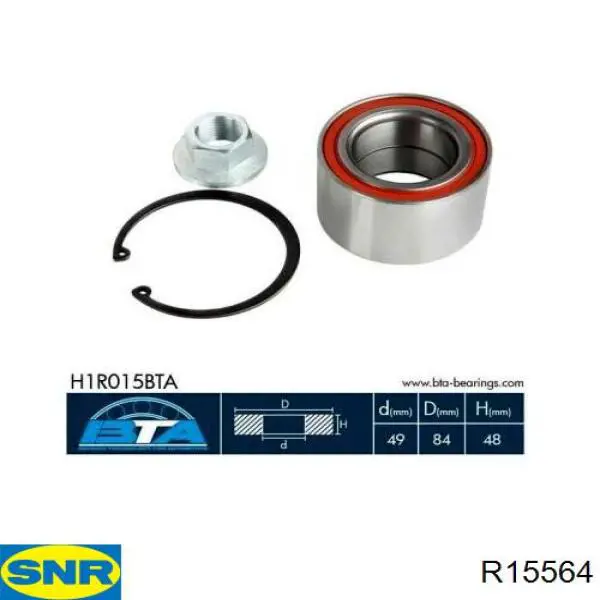 Комплект підшипник маточини передньої SNR R15564 ціна, від 45.48 USD