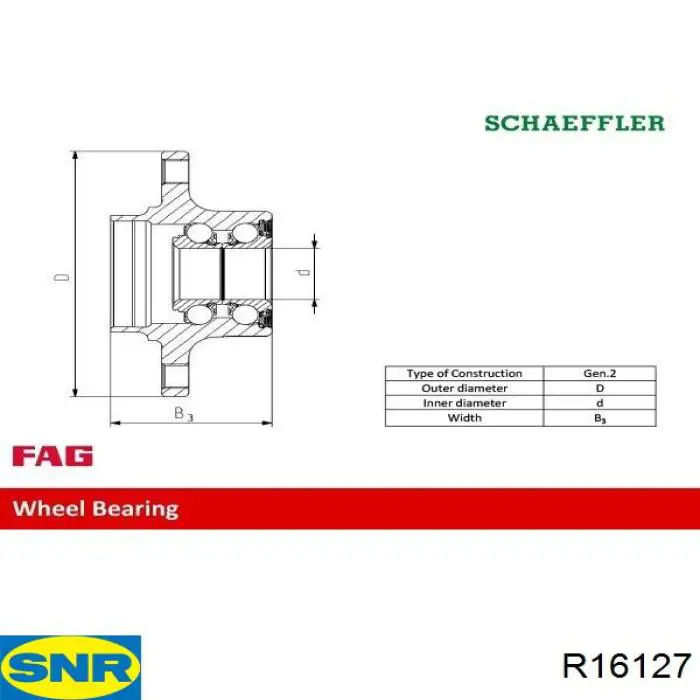 Купити R16127 SNR Підшипник задньої ступиці