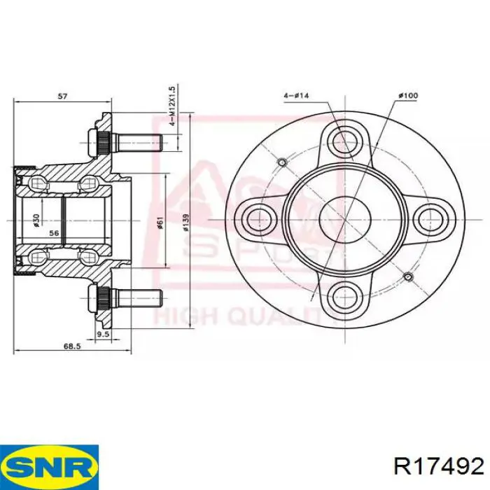 Купити R17492 SNR Підшипник ступиці колеса