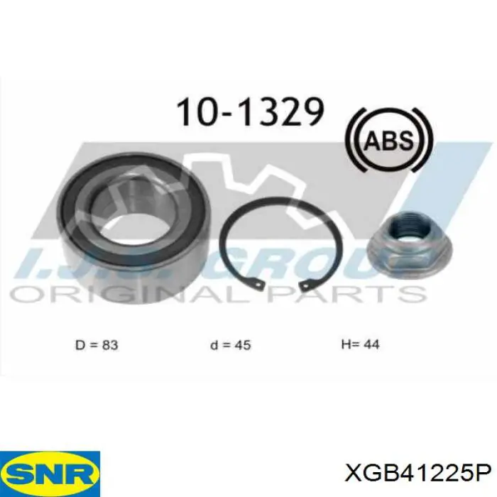 XGB41225P SNR підшипник маточини передньої
