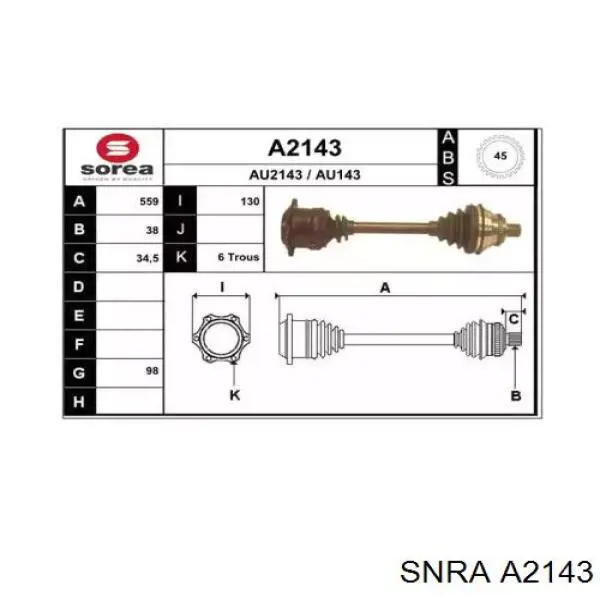 Піввісь передня, права VAG 8A0407272AM ціна, від 179.06 USD
