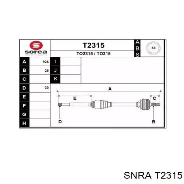 4341005200 Toyota Привід передній правий