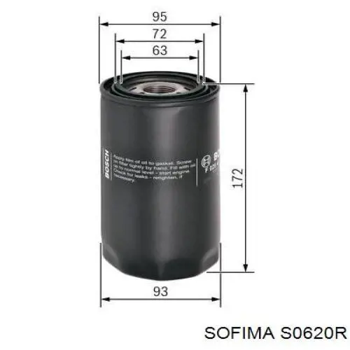Масляний фільтр двигуна Sofima S0620R ціна, від 13.50 USD