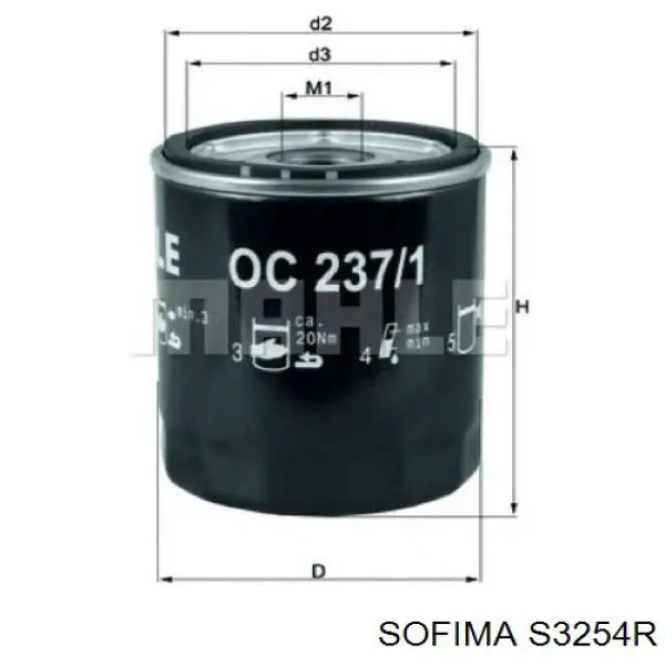 Масляний фільтр S3254R Sofima