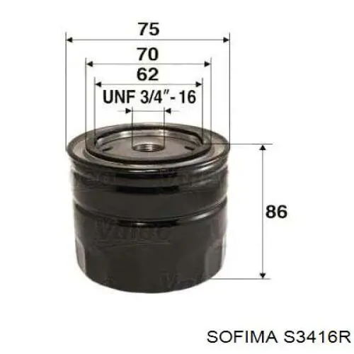 Масляний фільтр S3416R Sofima