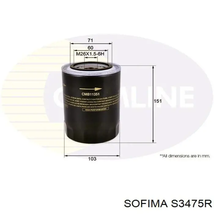 Масляний фільтр двигуна Sofima S3475R ціна, від 7.78 USD