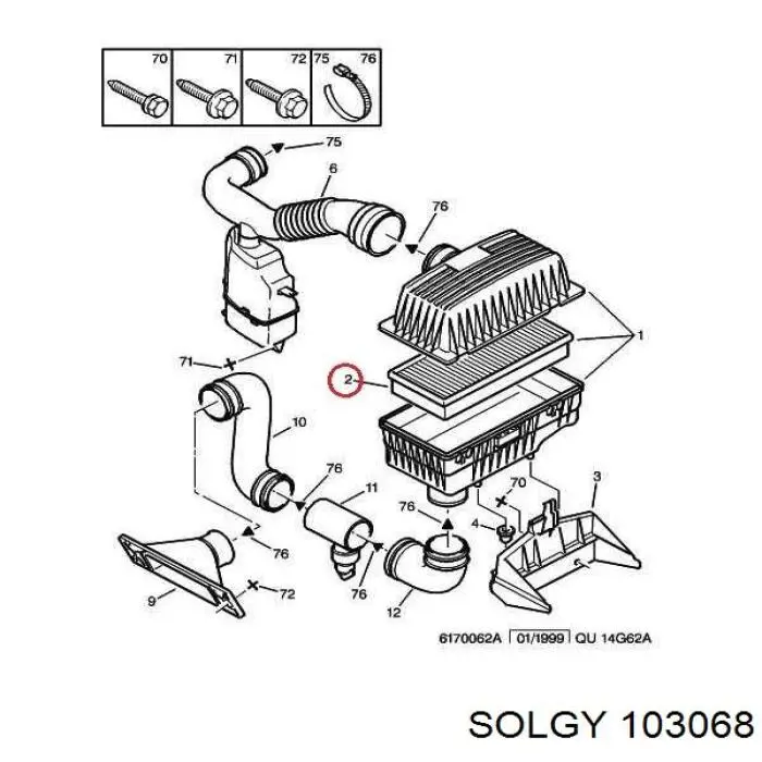 Повітряний фільтр 103068 Solgy