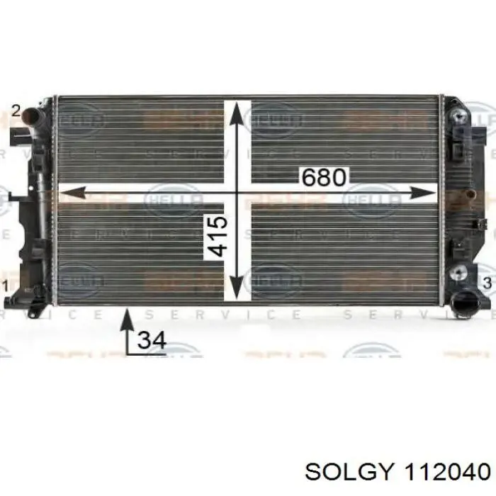 Радіатор охолодження двигуна 112040 Solgy