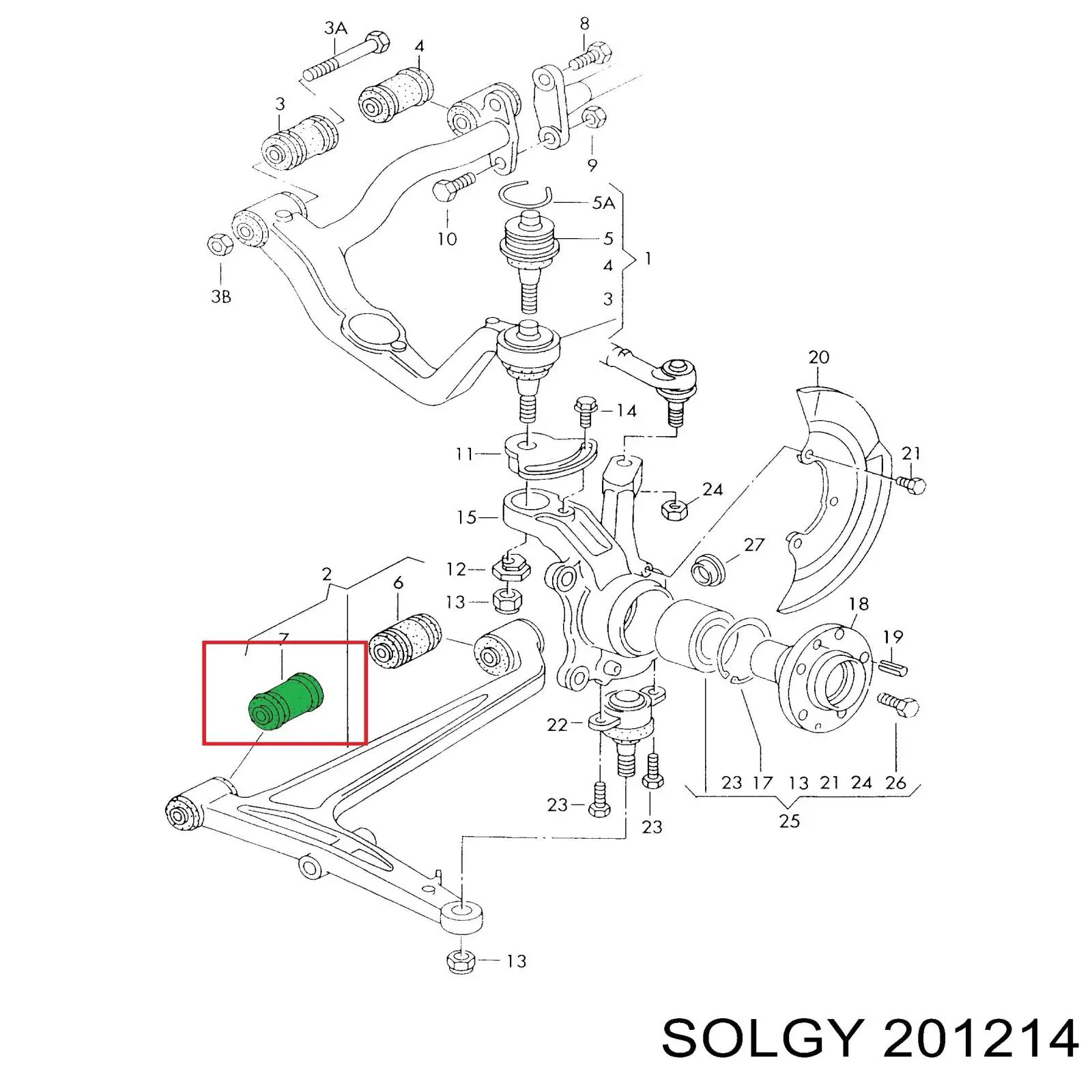 Сайлентблок нижнього важеля передньої підвіски Solgy 201214 ціна, від 3.64 USD