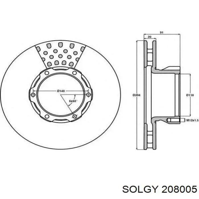 Диск переднього гальма Solgy 208005 ціна, від 43.08 USD