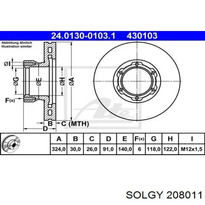 208011 Solgy Гальмо дискове переднє