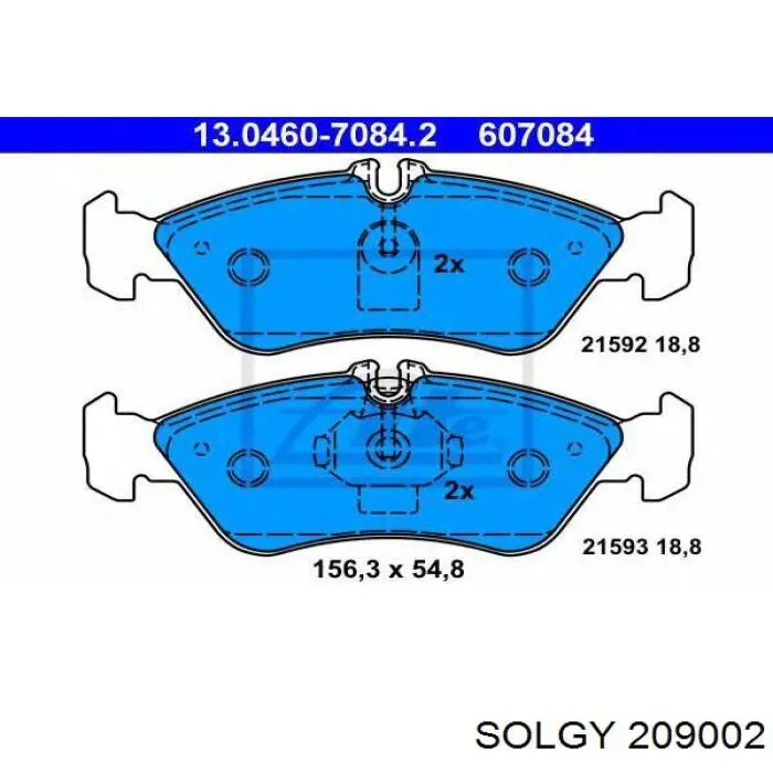 209002 Solgy Колодки гальмівні задні, дискові