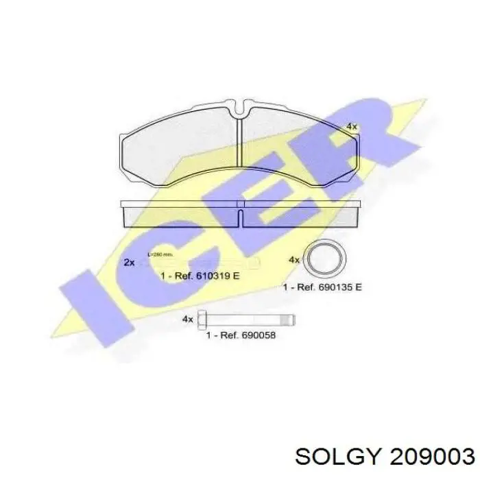 Гальмівні колодки Solgy 209003 ціна, від 18.98 USD
