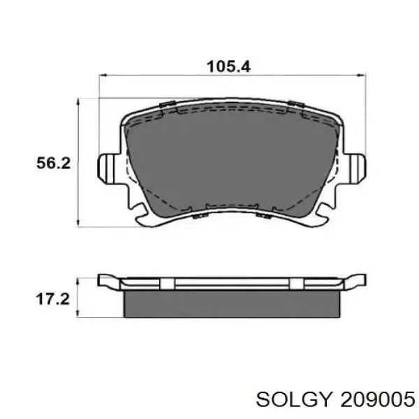 209005 Solgy колодки гальмові задні, дискові
