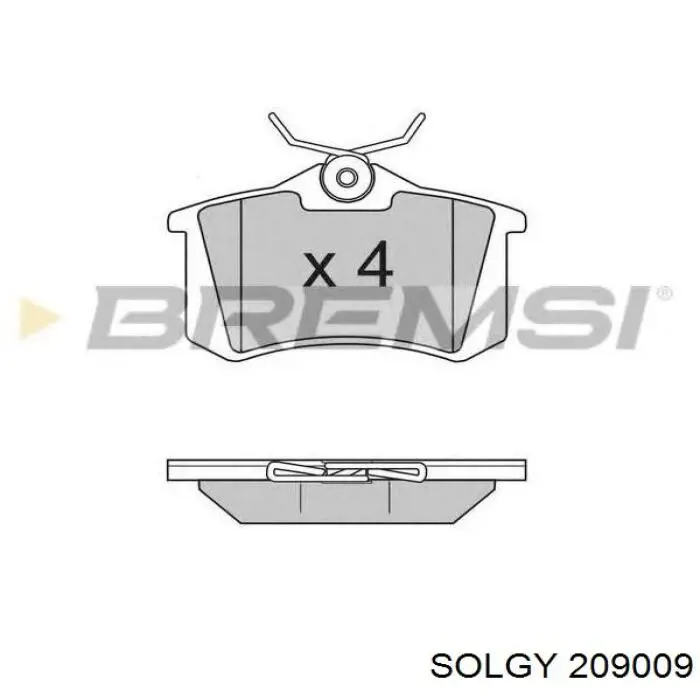 209009 Solgy колодки гальмові задні, дискові