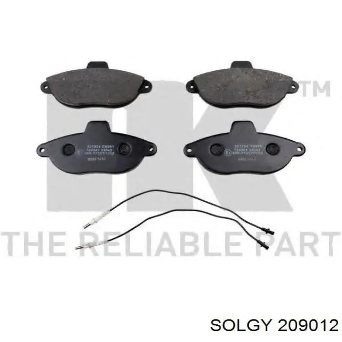 209012 Solgy колодки гальмівні передні, дискові