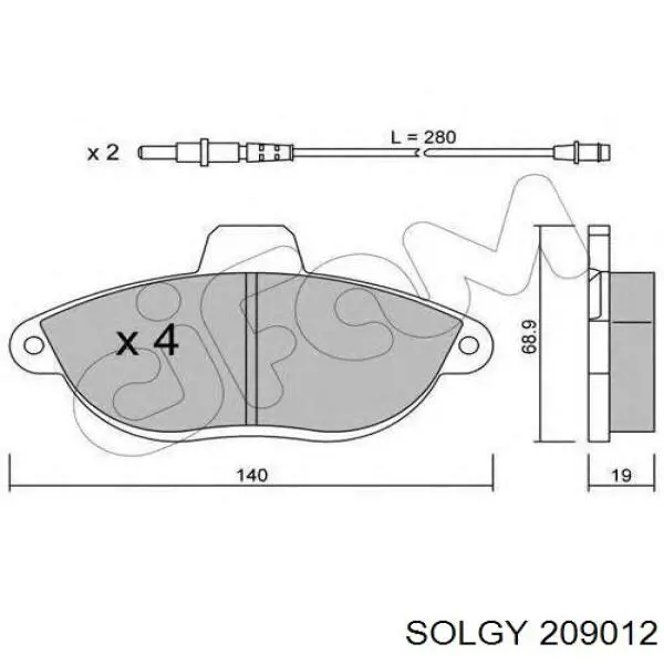 209012 Solgy Передні гальмівні колодки