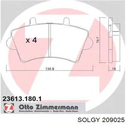 209025 Solgy Передні гальмівні колодки