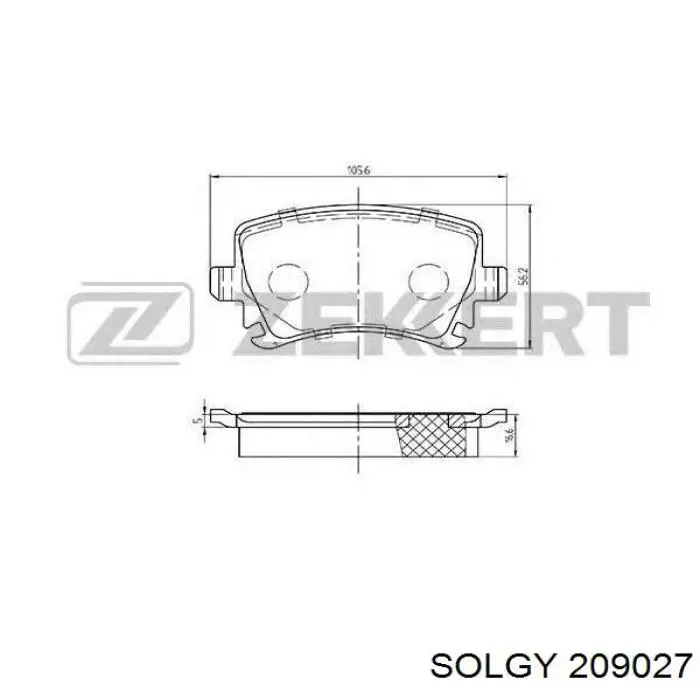 Задні гальмівні колодки 209027 Solgy