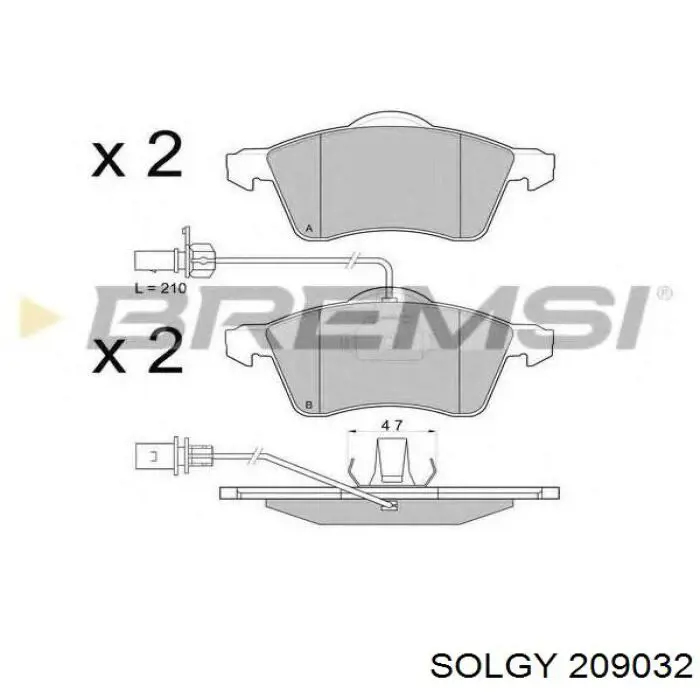 209032 Solgy Передні гальмівні колодки