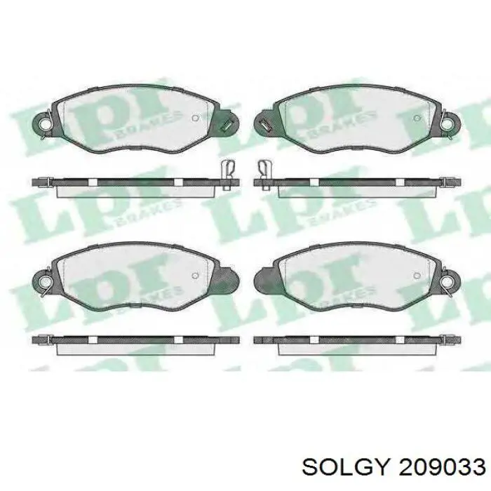 Колодки гальмівні передні, дискові 209033 Solgy