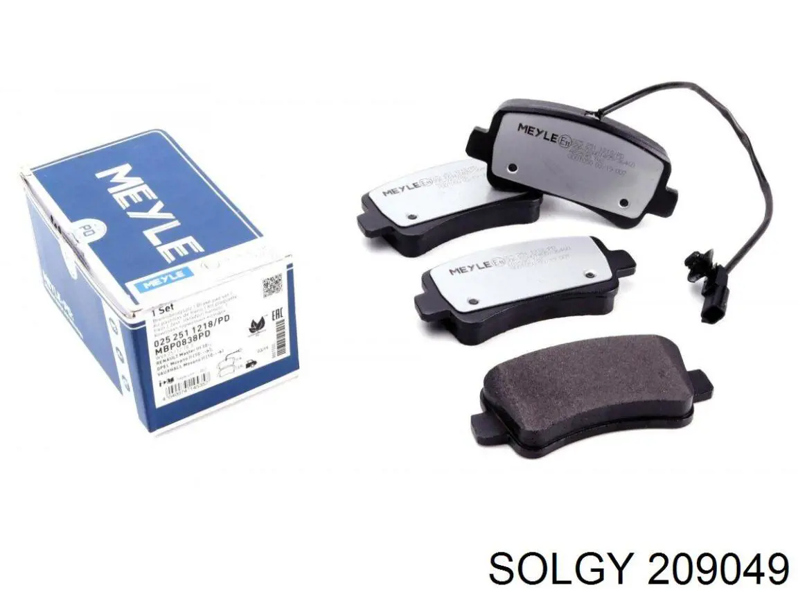 209049 Solgy Колодки гальмівні задні, дискові