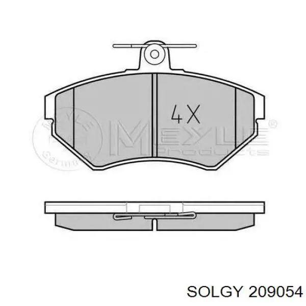 Колодки гальмівні передні, дискові 209054 Solgy