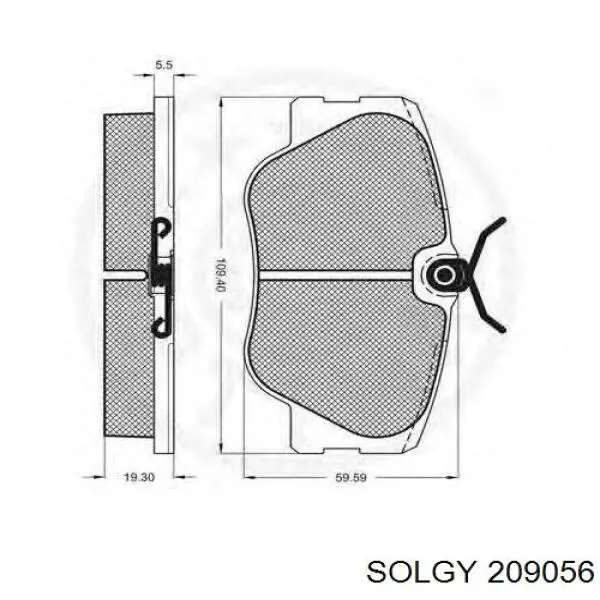 Колодки гальмівні передні, дискові 209056 Solgy