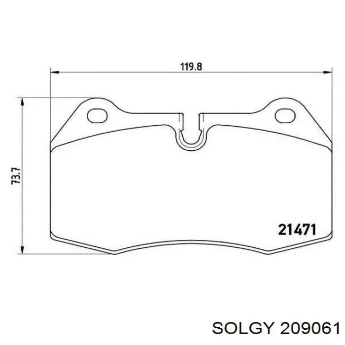 Купити 209061 Solgy Колодки гальмівні передні, дискові