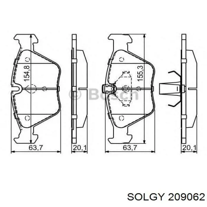 209062 Solgy Передні гальмівні колодки
