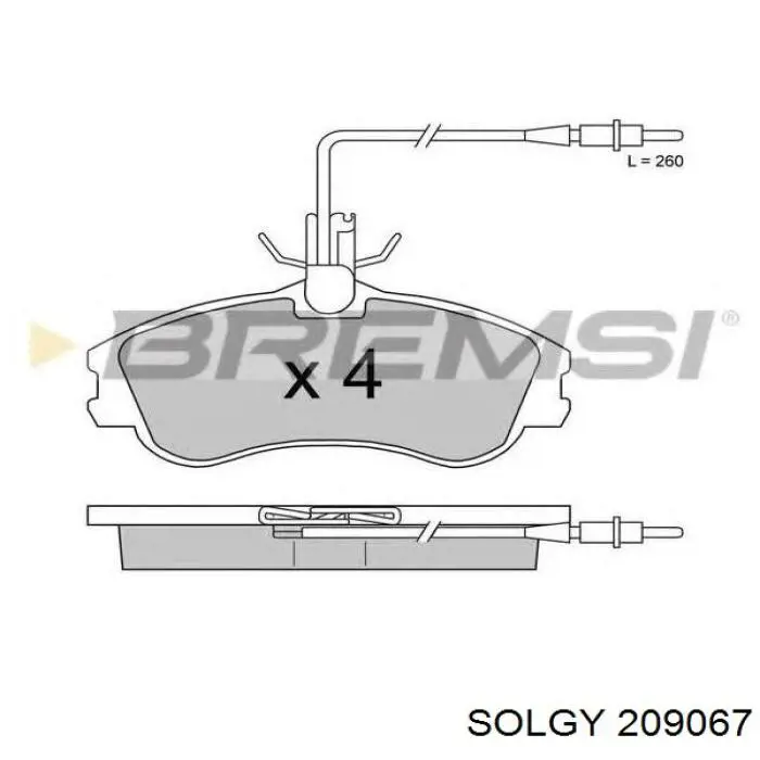 209067 Solgy Передні гальмівні колодки