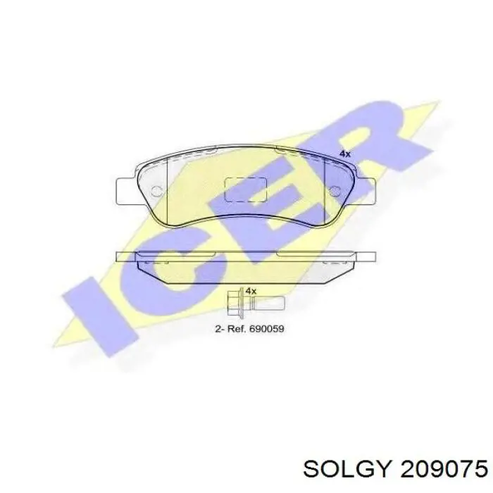 209075 Solgy Колодки гальмівні задні, дискові