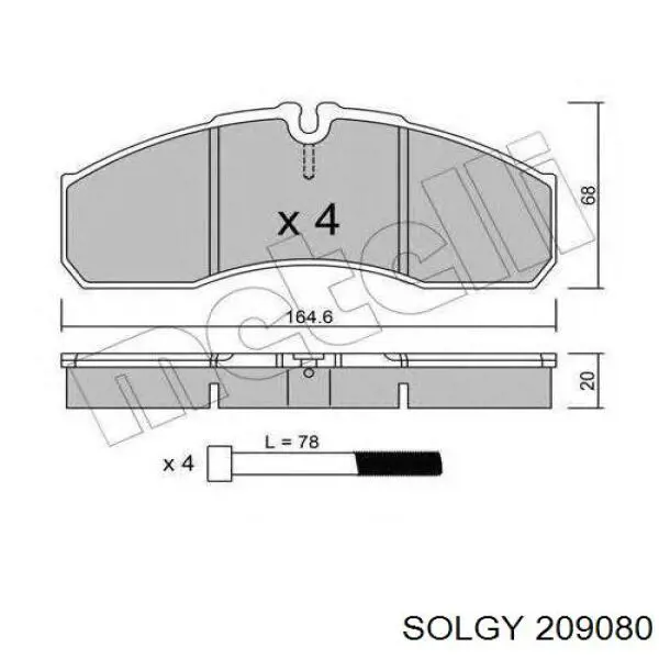 Купити 209080 Solgy Колодки гальмівні передні, дискові