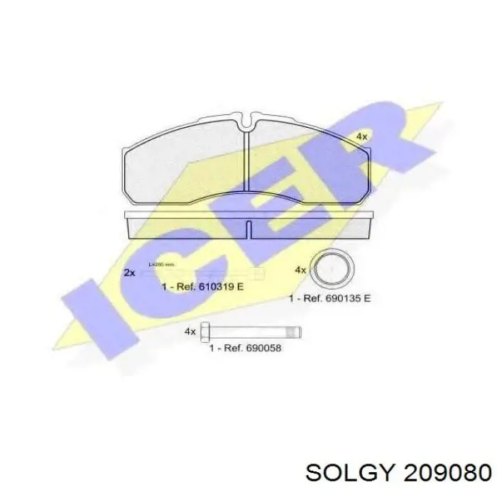 209080 Solgy Передні гальмівні колодки