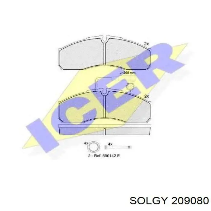 Передні тормозні колодки 209080 Solgy