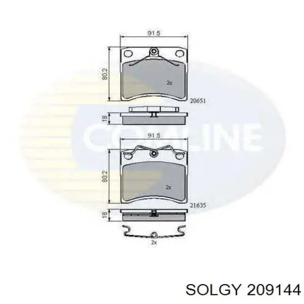 209144 Solgy Передні гальмівні колодки