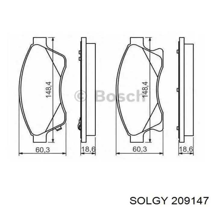 Колодки гальмівні передні, дискові 209147 Solgy