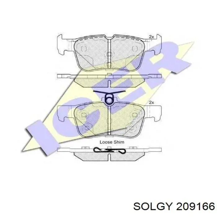 209166 Solgy Колодки гальмівні задні, дискові