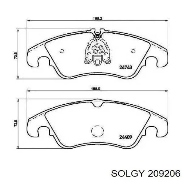 209206 Solgy Передні гальмівні колодки