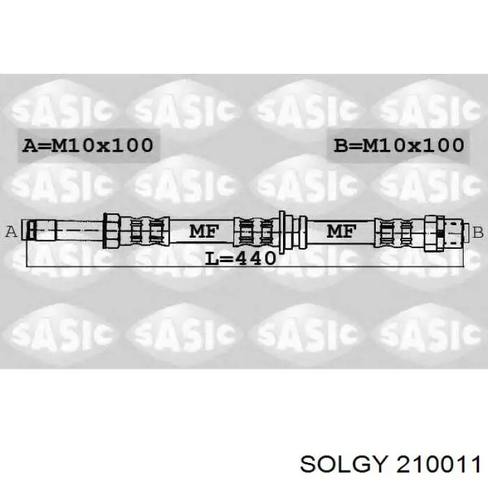 210011 Solgy Гнучка гальмівна трубка передня