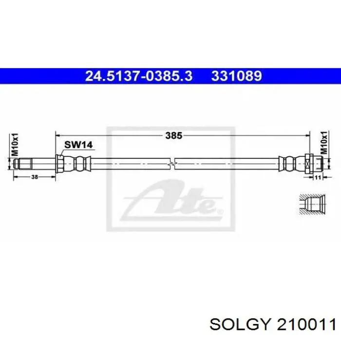 Купити 210011 Solgy Гальмівні шланги передні
