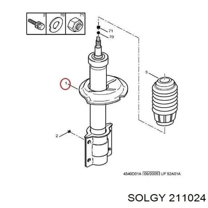 Стойка амортизатора передняя Solgy 211024 ціна, від 53.03 USD