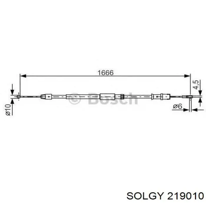 Трос ручного гальма задній, правий/лівий 219010 Solgy