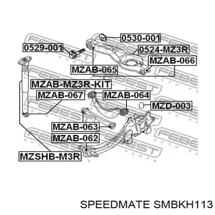 Сайлентблок заднього поперечного важеля, внутрішній Speedmate SMBKH113 ціна, від 3.69 USD