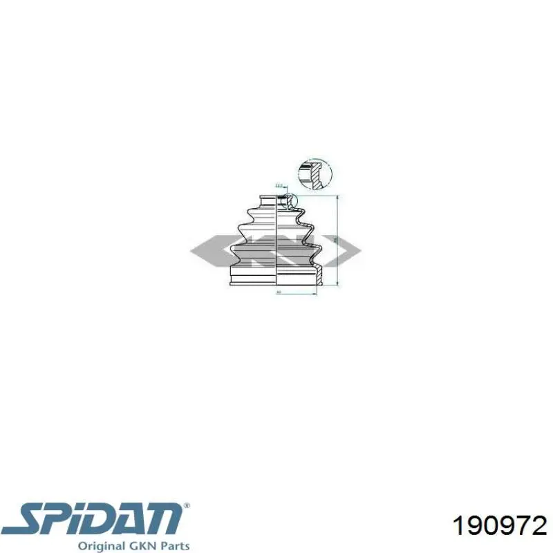 Пильник ШРУСа зовнішній 190972 GKN-Spidan