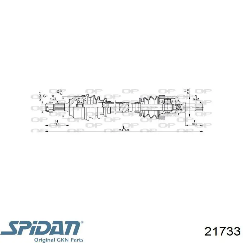 Привід передній лівий GKN-Spidan 303574 ціна, від 80.92 USD
