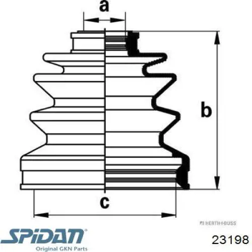 Пильник гранати внутрішній, передній півосі GKN-Spidan 23198 ціна, від 10.87 USD