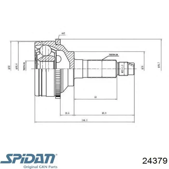 ШРУС зовнішній передній 24379 GKN-Spidan