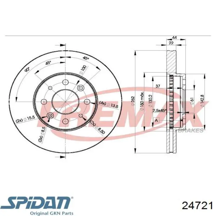Ліва піввісь 24721 GKN-Spidan