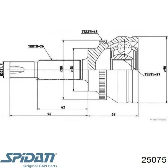 ШРУС зовнішній GKN-Spidan 25075